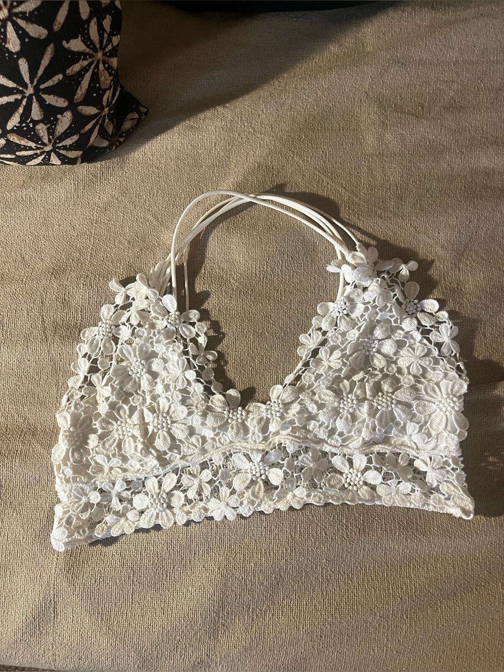 Free People White Floral Lace Bralette size Large